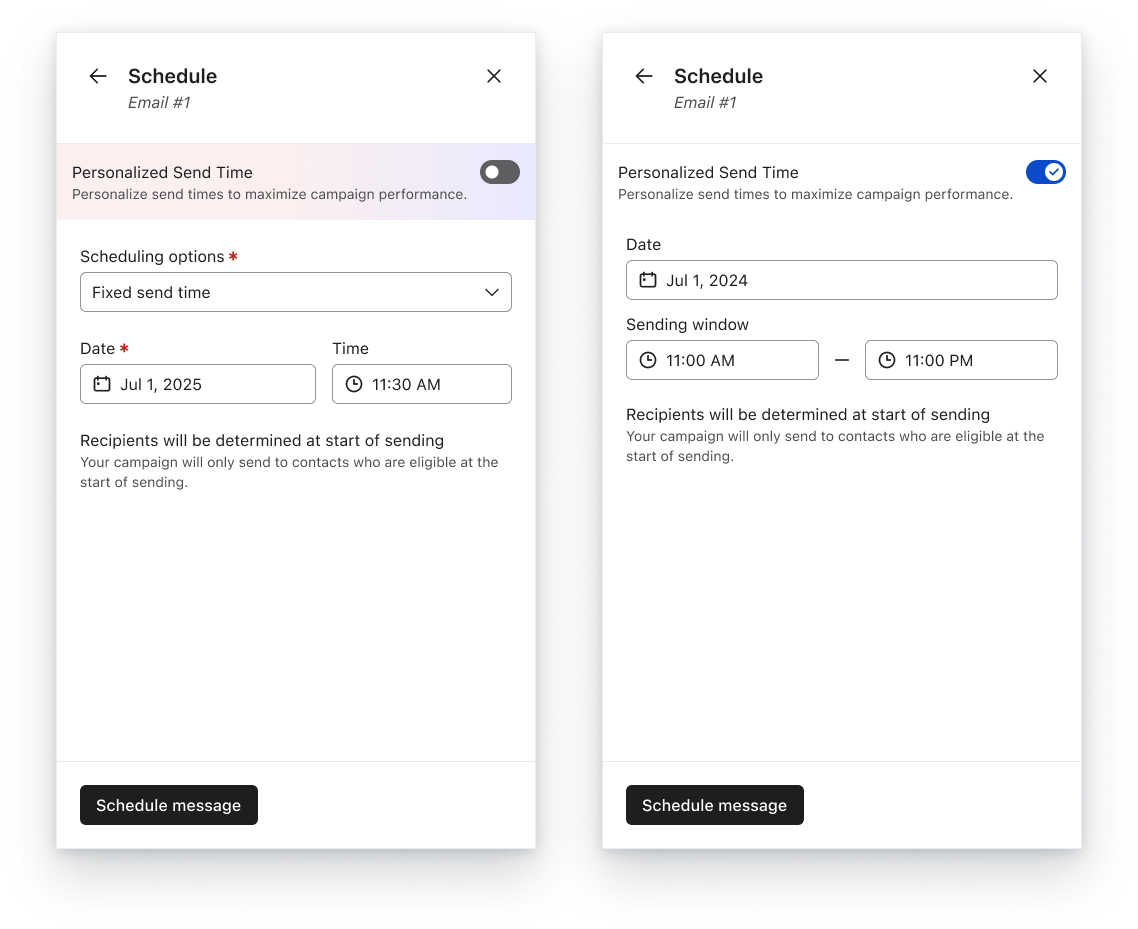 Personalized send time cover